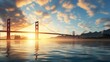 Golden Gate Bridge at sunset in San Francisco Bay with a beautiful sky