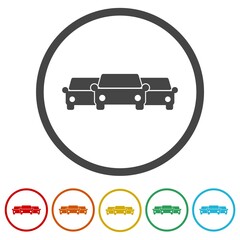 Canvas Print - Car fleet flat icon. Set icons in color circle buttons