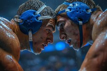 Wrestlers In A Match Symbolizing Strength