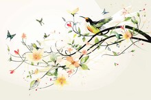Floral Fantasia: A Kaleidoscope Of Birds And Blooms
