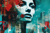 Fototapeta Panele - Generative AI image illustration retro Trendy paper collage composition wallpaper modern art