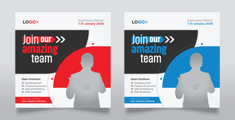 We are hiring job vacancy social media post design template. square web banner template or employee recruitment post banner design.