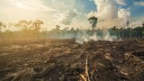 Fototapeta  - deforestation illegal logging, cutting down trees,  forest destruction and habitat loss
