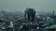 Polluted world. Garbage and waste. Animals suffer from pollution. Ecological disaster concept. AI-generated.
