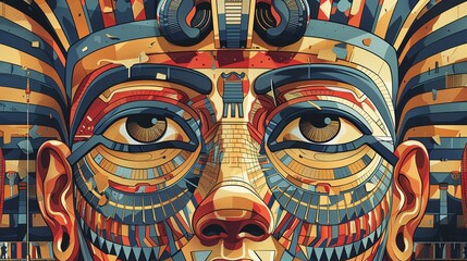 Visualize the grandeur of Egyptian deities from a worms-eye view perspective Infuse the design with a sense of wonder and awe, highlighting the mythical narratives behind each deity Craft a mesmerizin