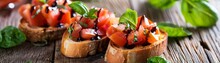 A Tasty Bruschetta Topped With Tomato Basil