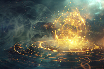Wall Mural - astology.zodiac signs revolve around the moon in space, astrology and horoscope.zodiac sign horoscop