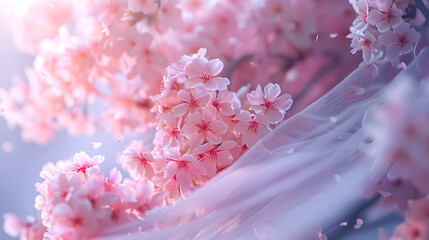 Wall Mural - Beautiful cherry blossom in spring time with bokeh background.