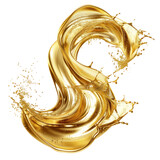 Fototapeta Dziecięca - A gold wave with the letter S in the middle,isolated on white background or transparent background. png cut out or die-cut