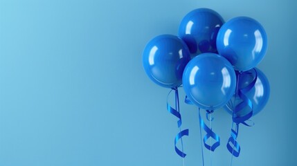 Poster - A bunch of blue balloons floating in the air. Perfect for celebrations and events