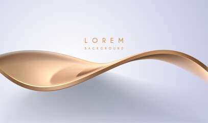 Wall Mural - abstract golden waved shape on white background