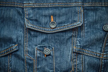 Poster - Detailed close up of a pair of blue jeans. Suitable for fashion or textile backgrounds