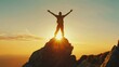 © Fotograf - A man standing on top of a mountain at sunset. Ideal for travel and inspirational concepts