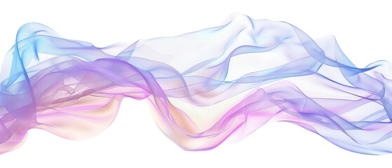 Wall Mural - A long, flowing piece of fabric with a purple, blue, and pink hue,isolated on white background or transparent background. png cut out or die-cut