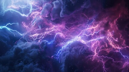 Wall Mural - lightning striking in the night sky, suitable for weather or natural disaster concepts