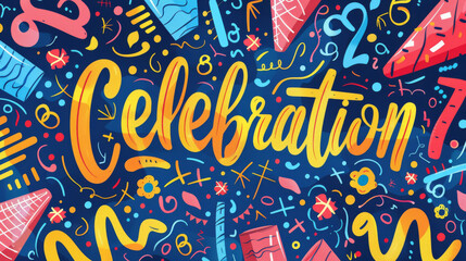 Wall Mural - A single-colored banner with the word 'Celebration' is displayed in the image referenced as ThatOtherGuy takes a photo.