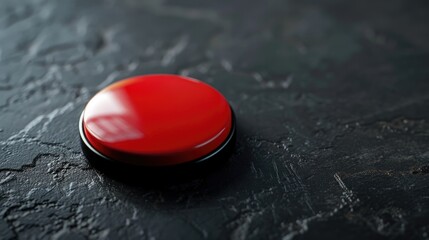 Red button on black surface, suitable for technology or office concepts