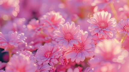 Poster - A close up of a bunch of pink flowers, suitable for various design projects