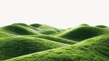 Poster - Green grass field with rolling hills in the background. Suitable for nature and landscape themes