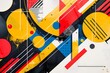 Vibrant geometric shapes and lines, dynamic abstract composition, modern graphic design