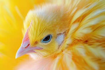 Poster - Close up of a yellow bird with striking blue eyes. Perfect for nature and wildlife themes