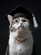 A cat wearing a graduation cap