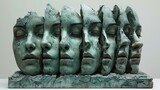 Fototapeta Przestrzenne - Serene faces in stone, a timeless artistic display. Generative AI