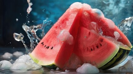 Wall Mural - watermelon on ice