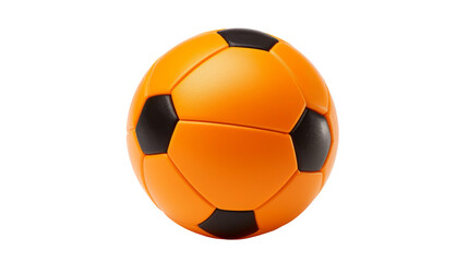 Orange and black soccer ball on white background