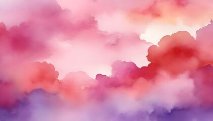 Poster - abstract colorful background. red pink and purple sky cloud watercolor background. beautiful watercolor background.