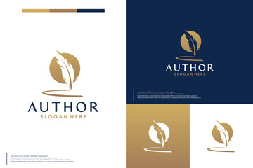 Wall Mural - quill pen logo , luxury symbol , logo design illustration.