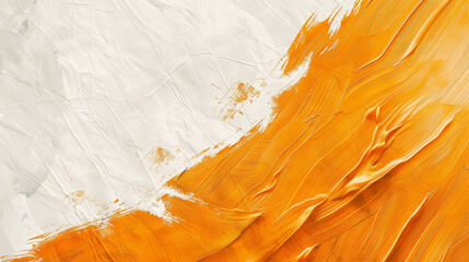 Sticker - Dynamic orange brushstrokes on a contrasting white canvas.