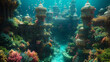 Fantasy Worlds. Undersea Palace. A palace beneath the ocean