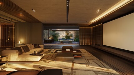 luxury home cinema room with Movie Screen