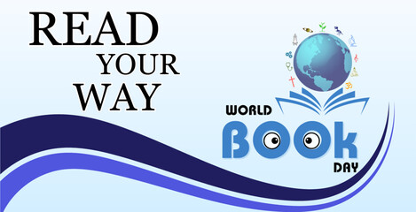 Wall Mural - Master of the Written Word: World Book Day Command. World Book day. Read your way. Campaign or celebration banner