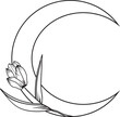 Vector Floral moon with a tulip