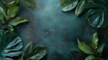 Tropical Foliage On Misty Background, Ideal For Calm Mood Settings. Lush Greenery In A Mystical Atmosphere. Perfect For Wallpapers And Nature Themes. AI