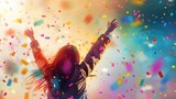 Fototapeta  - Vibrant of Life's Joyous Moments with Energetic Confetti Explosion