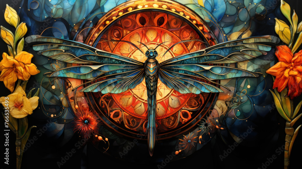Colorful dragonfly pattern Stock Photo | Adobe Stock