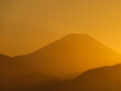 Iconic Mount Fuji  with golden sunset sky