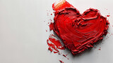 Corazón rojo pintado con pincel sobre una superficie blanca