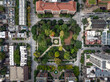 Top down aerial view of Washington Square Park, Chicago, Illinois, USA. September 24, 2023.