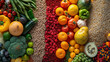 Vibrant Assortment of Colorful Fruits and Vegetables Representing Diversity in Diet