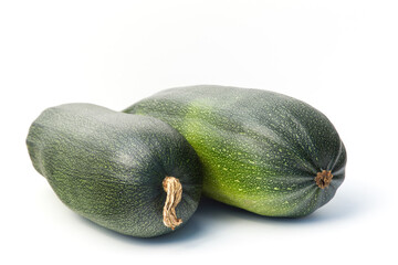 Zucchini two pieces on a white background