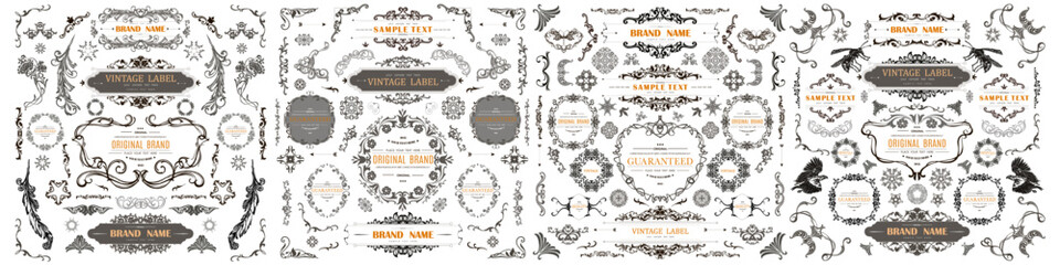 Wall Mural - Set of Vintage Decorations Flourishes Elements. 