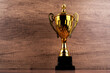 Golden trophy with copy space