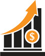 money increase icon with graph vector illustration