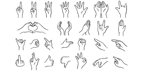 Leinwandbilder - Hand signs. Set of various signs using hands.