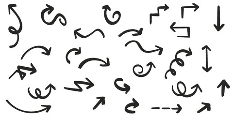 Aufkleber - Set of arrows. Various arrows drawn with marker.