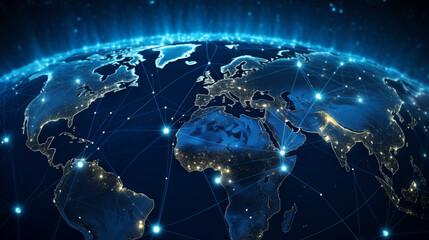 Digital technology, global business network connection, data analysis, social media marketing, digital software development, teamwork and business strategy